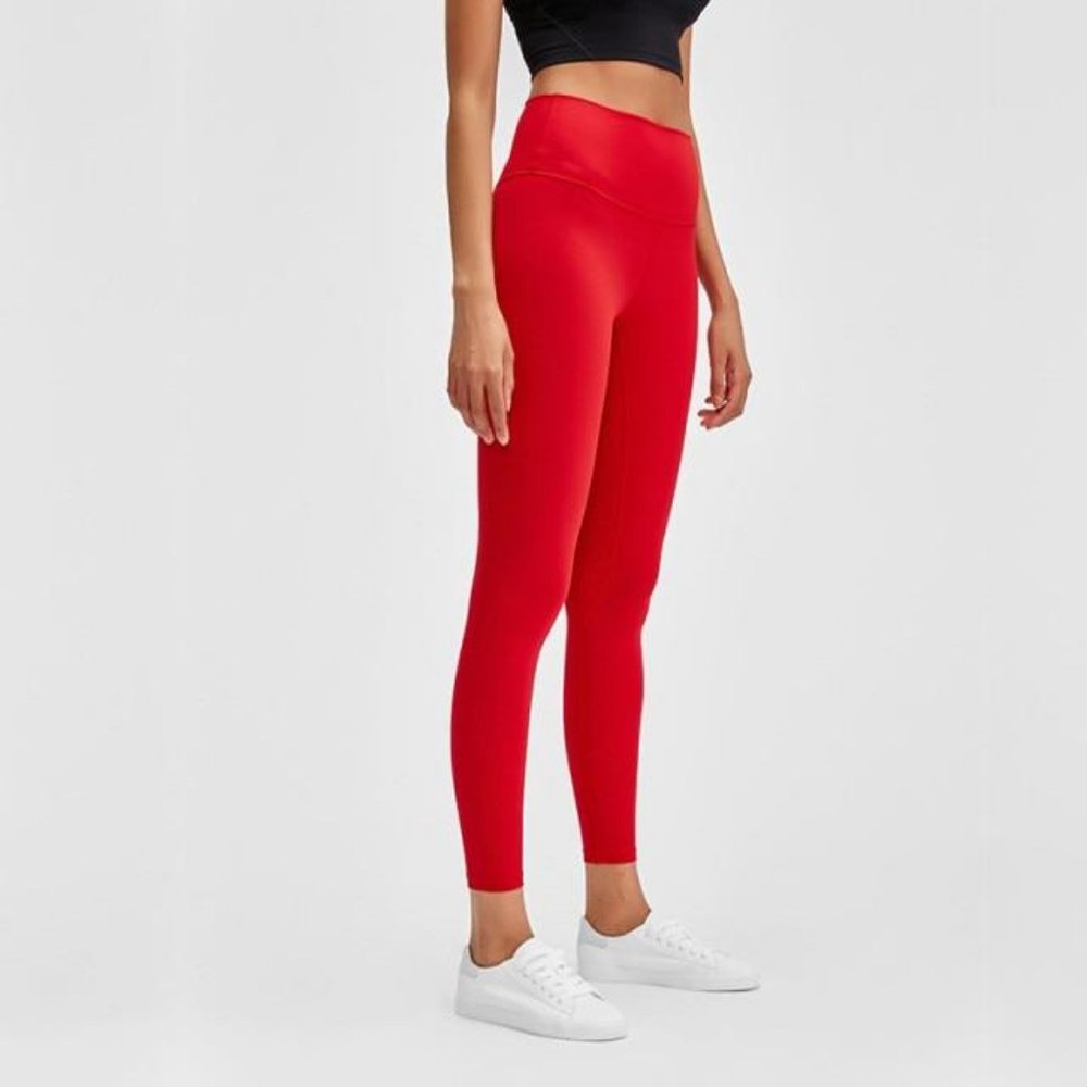 Women's Soft Naked Athletic Fitness Leggings Red